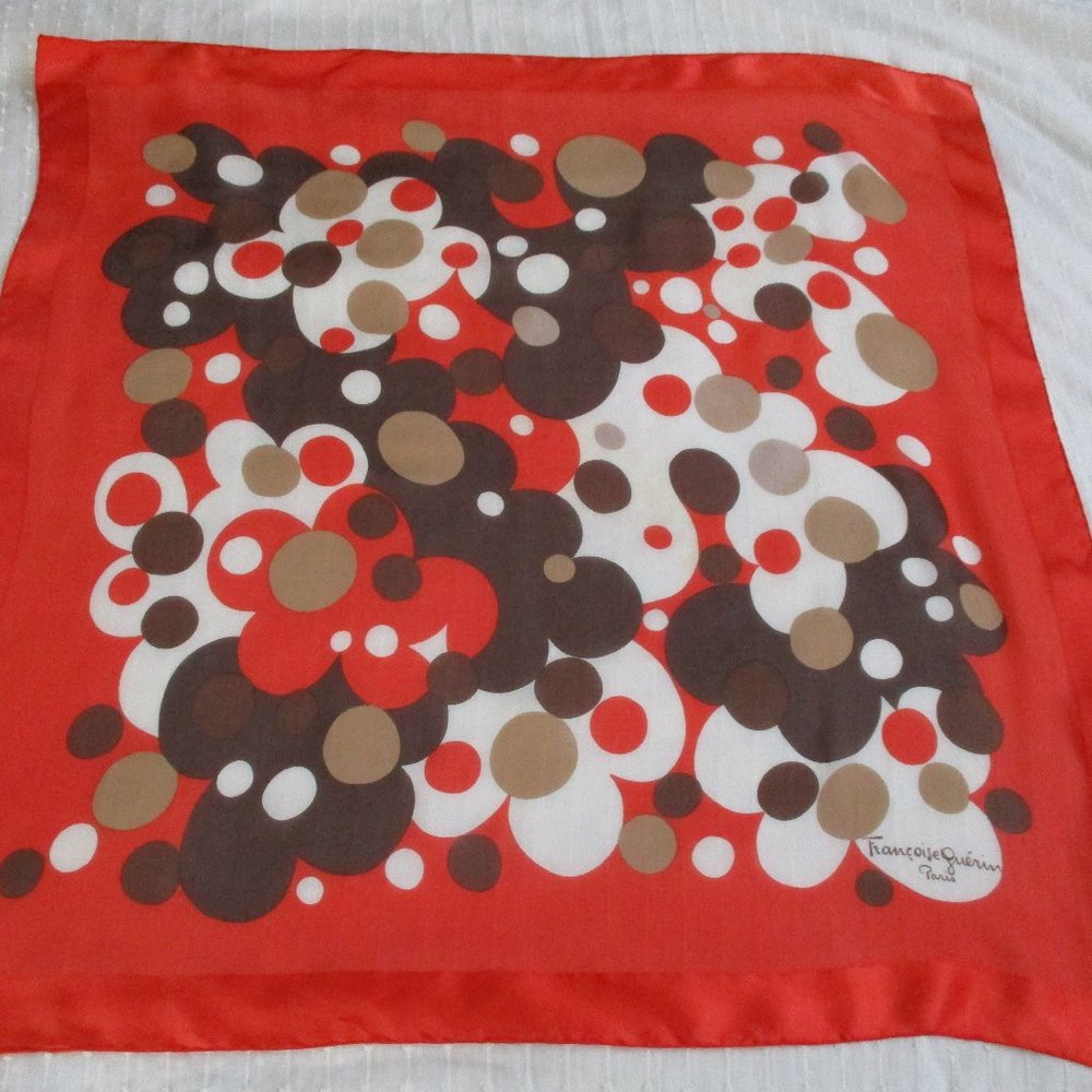 1960s MCM orange  & brown silk scarf